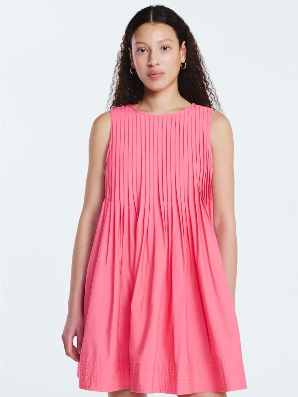 NWT Free Assembly XL 16 18 Pink Melon Pleated Mini Dress Pockets - Picture 8 of 9